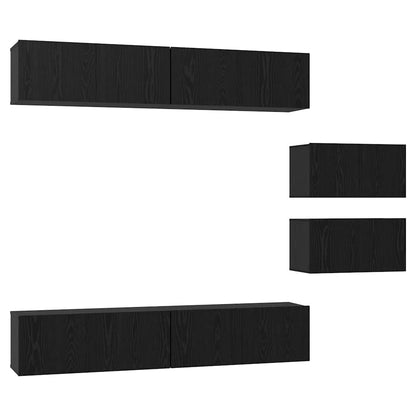 vidaXL TV Cabinet Set 6 pcs Black Oak Engineered Wood 2