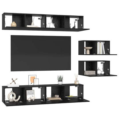 vidaXL TV Cabinet Set 6 pcs Black Oak Engineered Wood 3