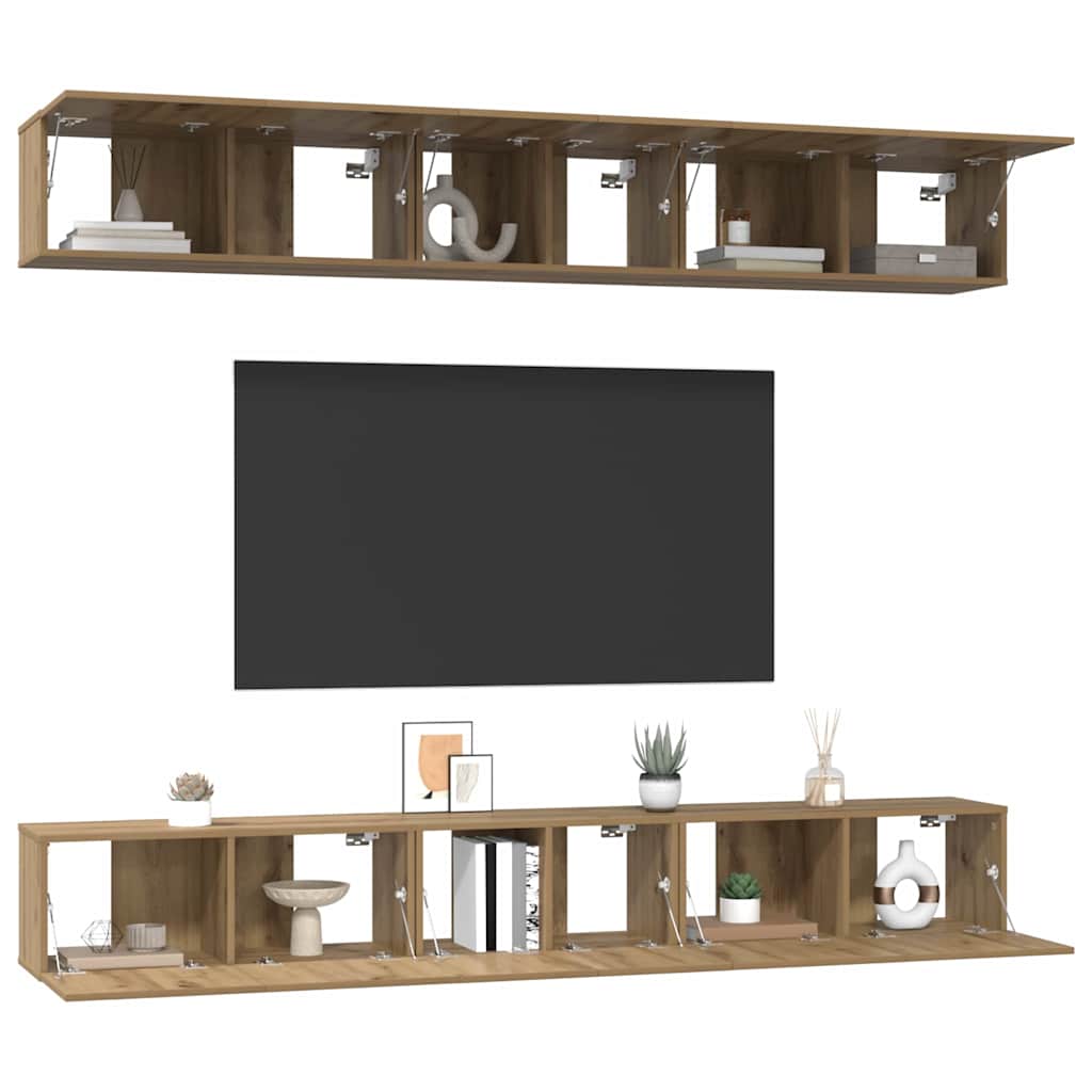 vidaXL TV Cabinet Set 6 pcs Artisan Oak Engineered Wood 3
