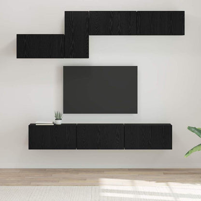 vidaXL TV Cabinet Set 7 pcs Black Oak Engineered Wood 1