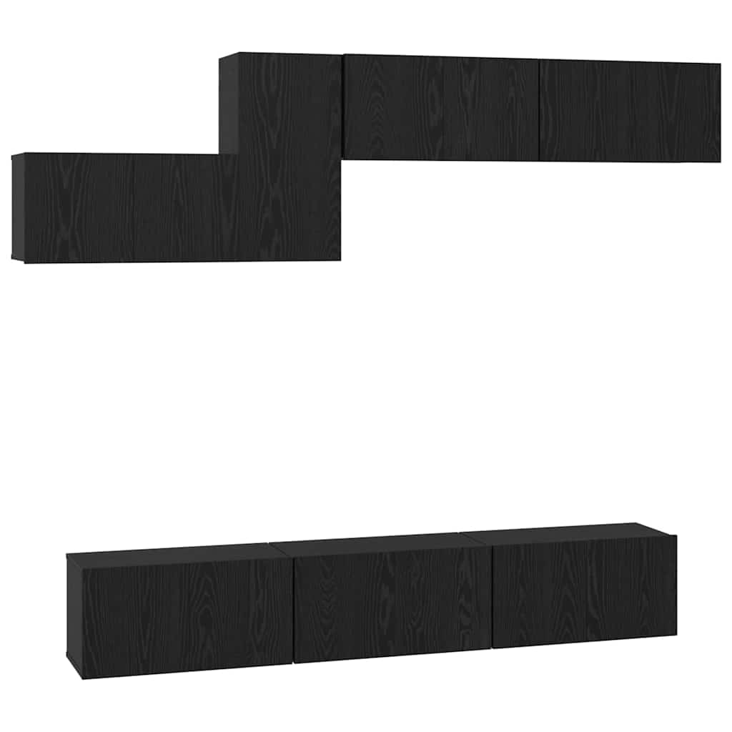 vidaXL TV Cabinet Set 7 pcs Black Oak Engineered Wood 2