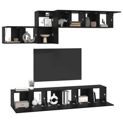 vidaXL TV Cabinet Set 7 pcs Black Oak Engineered Wood 3