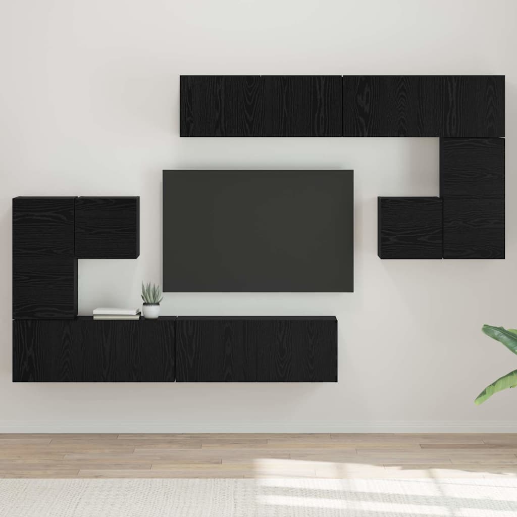 vidaXL TV Units 4 pcs Black Oak Engineered wood 1