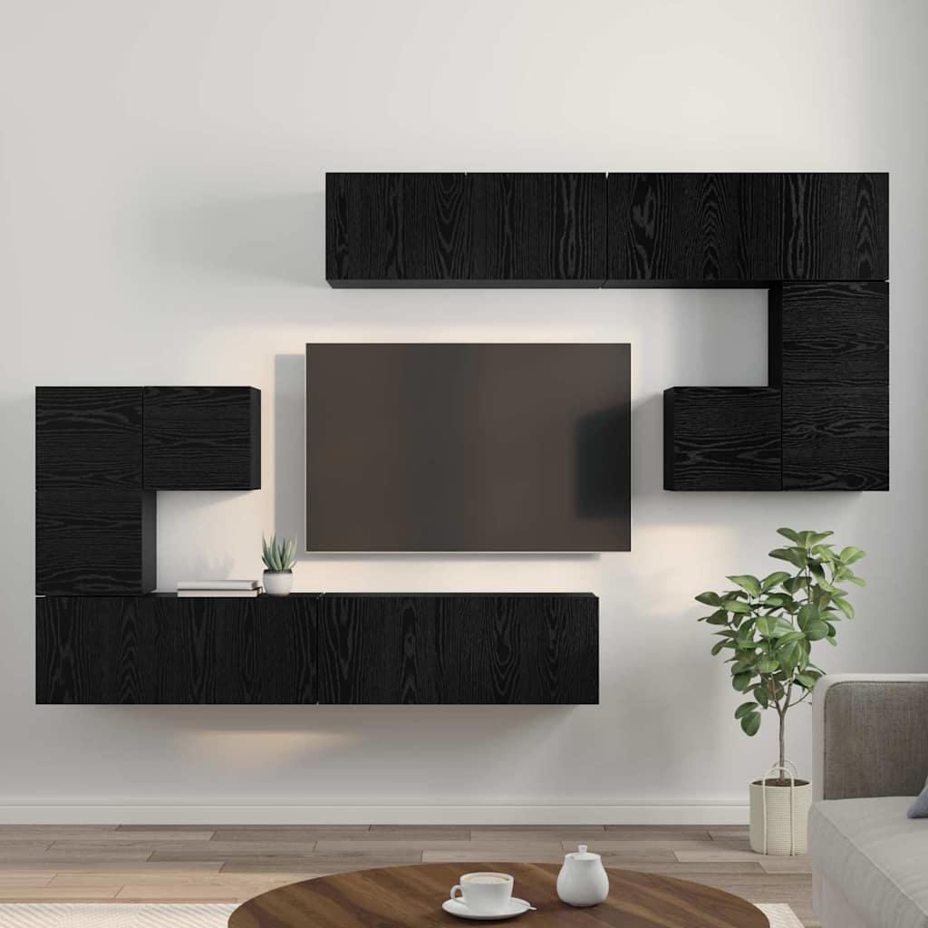 vidaXL TV Units 4 pcs Black Oak Engineered wood 4