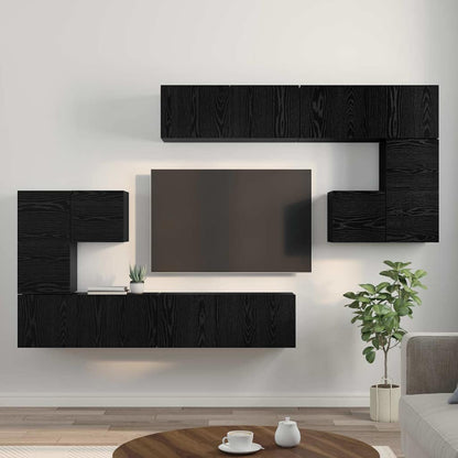 vidaXL TV Units 4 pcs Black Oak Engineered wood 4