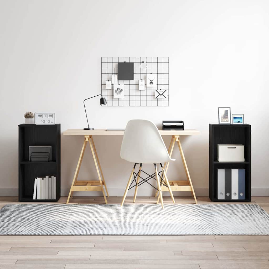 2 Piece TV Cabinet Set 72x35x36.5 cm Engineered Wood Black oak