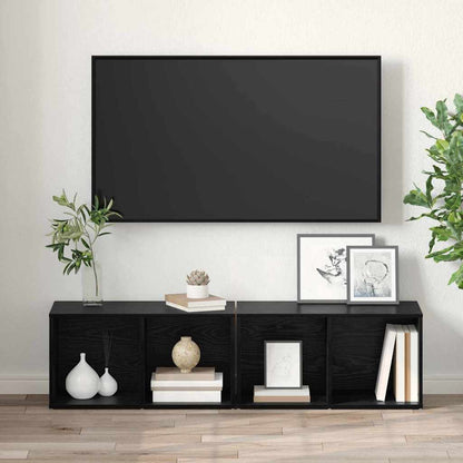 2 Piece TV Cabinet Set 72x35x36.5 cm Engineered Wood Black oak