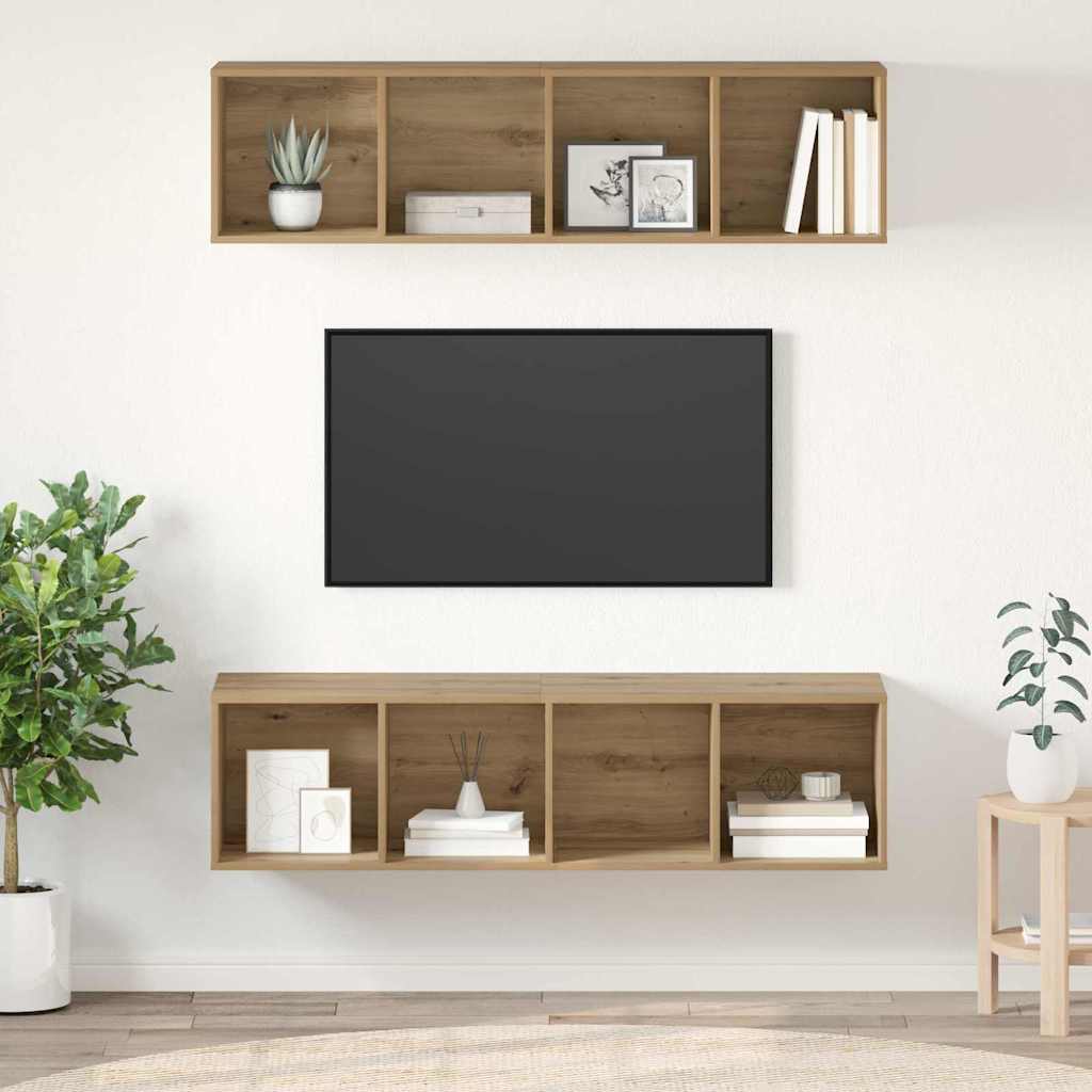 2 Piece Wall-mounted TV Cabinet Set Engineered Wood Artisan oak