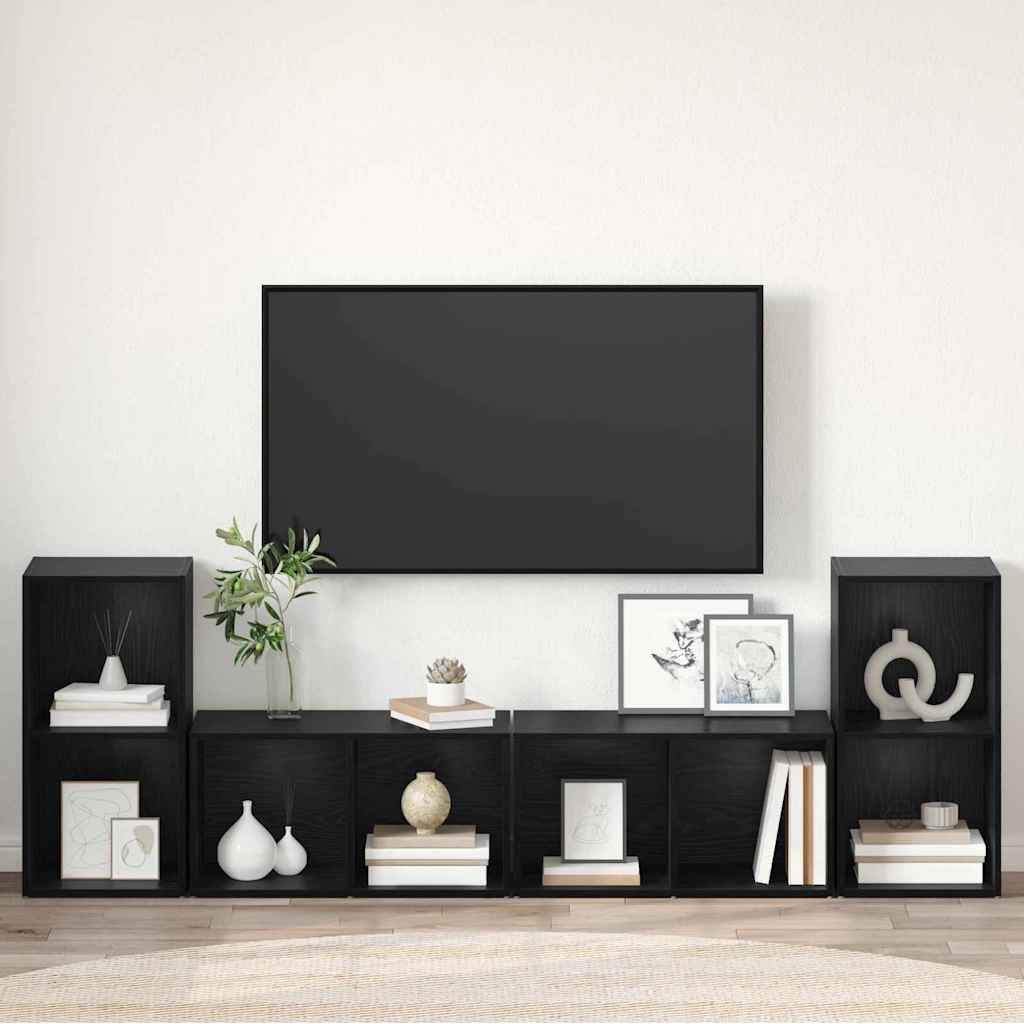 4 Piece TV Cabinet Set 72x35x36,5 cm Engineered Wood Black oak