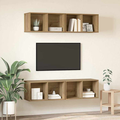 4 Piece Wall-mounted TV Cabinet Set Engineered Wood Artisan oak