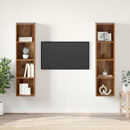 2 Piece Wall-mounted TV Cabinet Set Engineered Wood Old wood