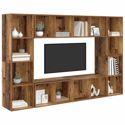 vidaXL TV Cabinet Set 4 pcs Brown Engineered Wood 3