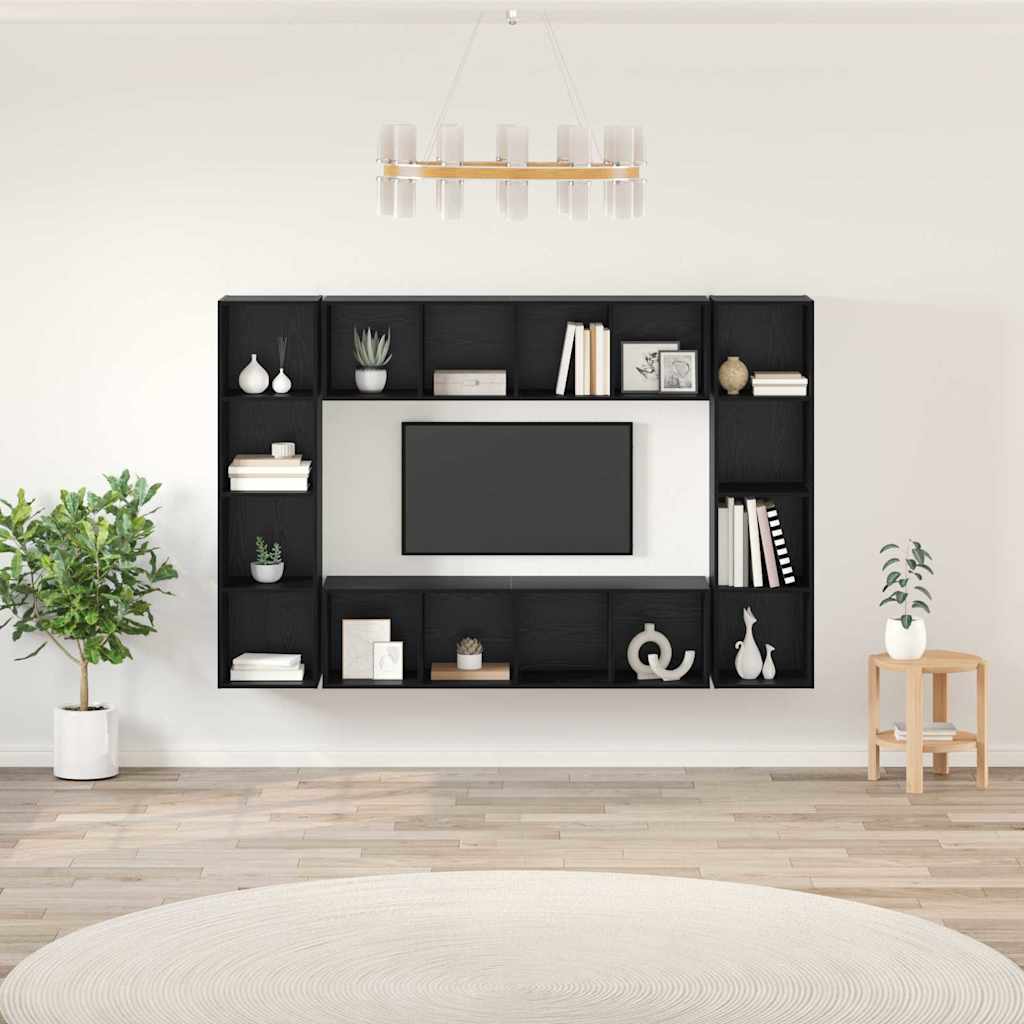 vidaXL TV Cabinet Set 4 pcs Black Engineered Wood 1