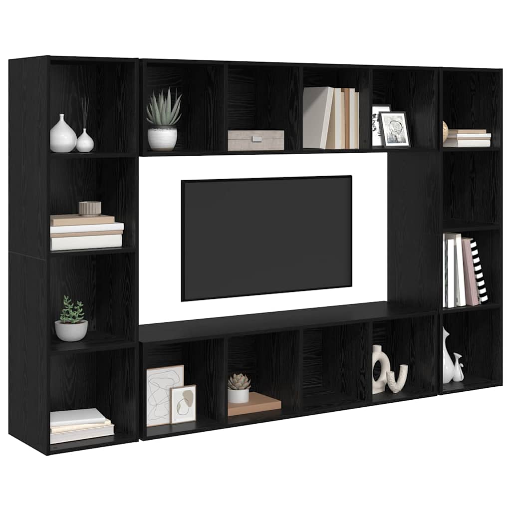 vidaXL TV Cabinet Set 4 pcs Black Engineered Wood 3
