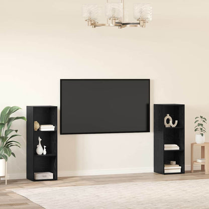 2 Piece TV Cabinet Set 107x35x37 cm Engineered Wood Black oak