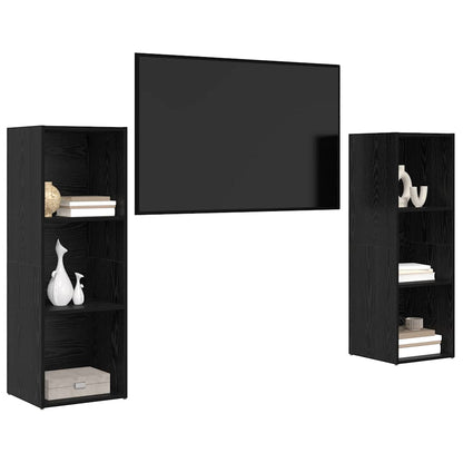 2 Piece TV Cabinet Set 107x35x37 cm Engineered Wood Black oak