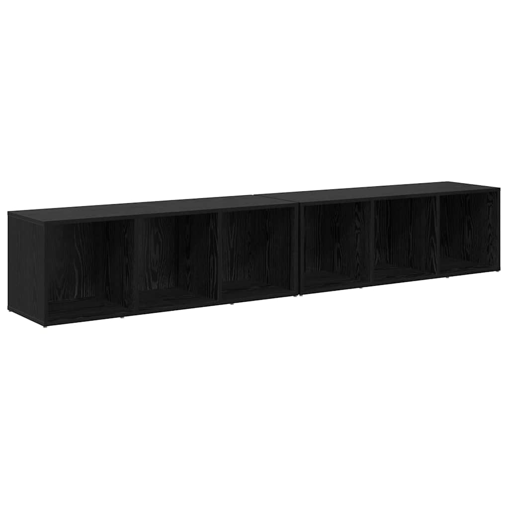 2 Piece TV Cabinet Set 107x35x37 cm Engineered Wood Black oak
