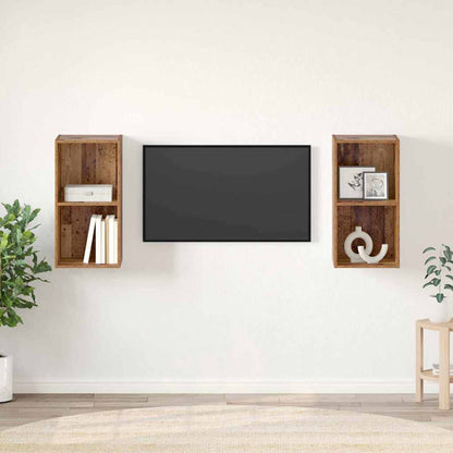 2 Piece Wall-mounted TV Cabinet Set Engineered Wood Old wood