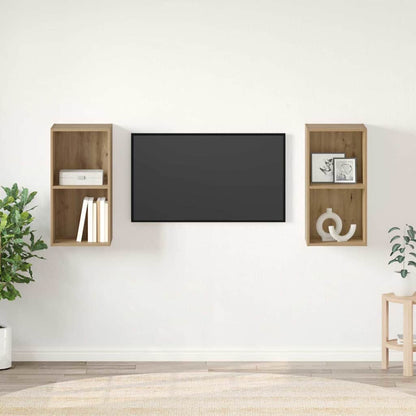 2 Piece Wall-mounted TV Cabinet Set Engineered Wood Artisan oak