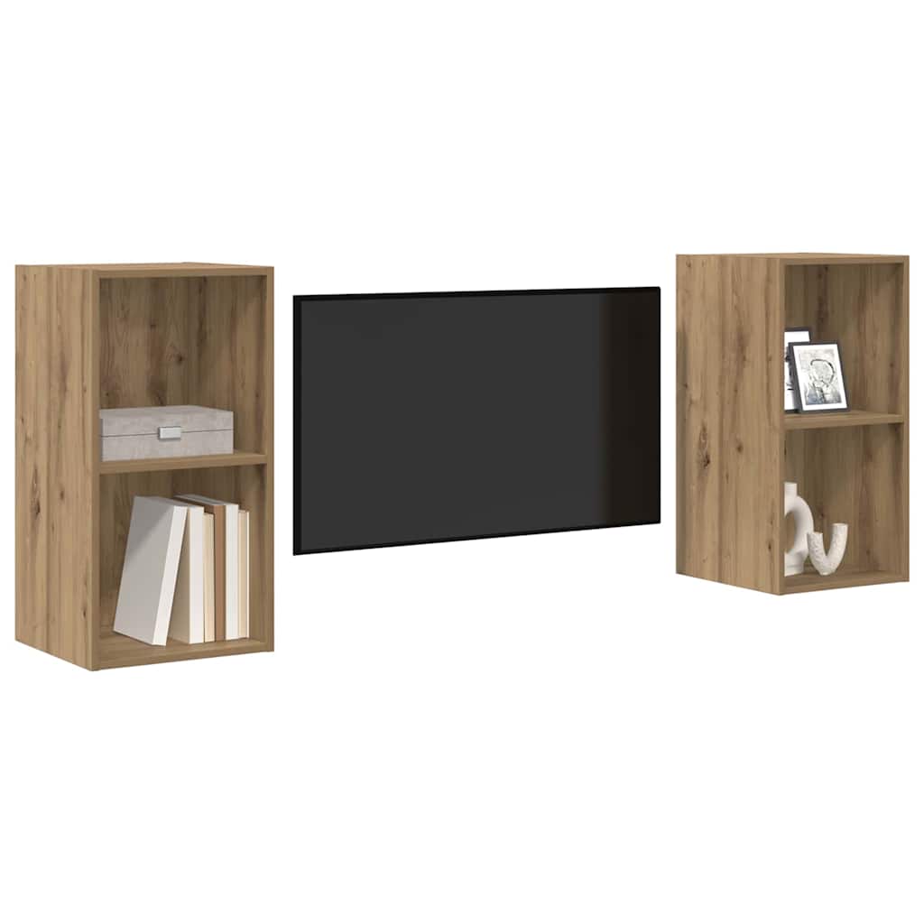 2 Piece Wall-mounted TV Cabinet Set Engineered Wood Artisan oak