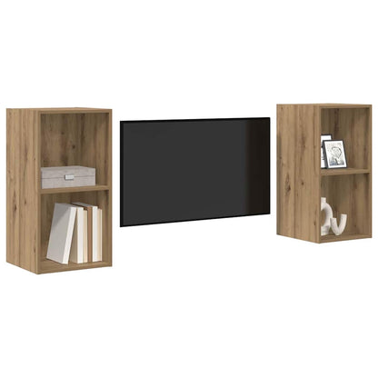 2 Piece Wall-mounted TV Cabinet Set Engineered Wood Artisan oak