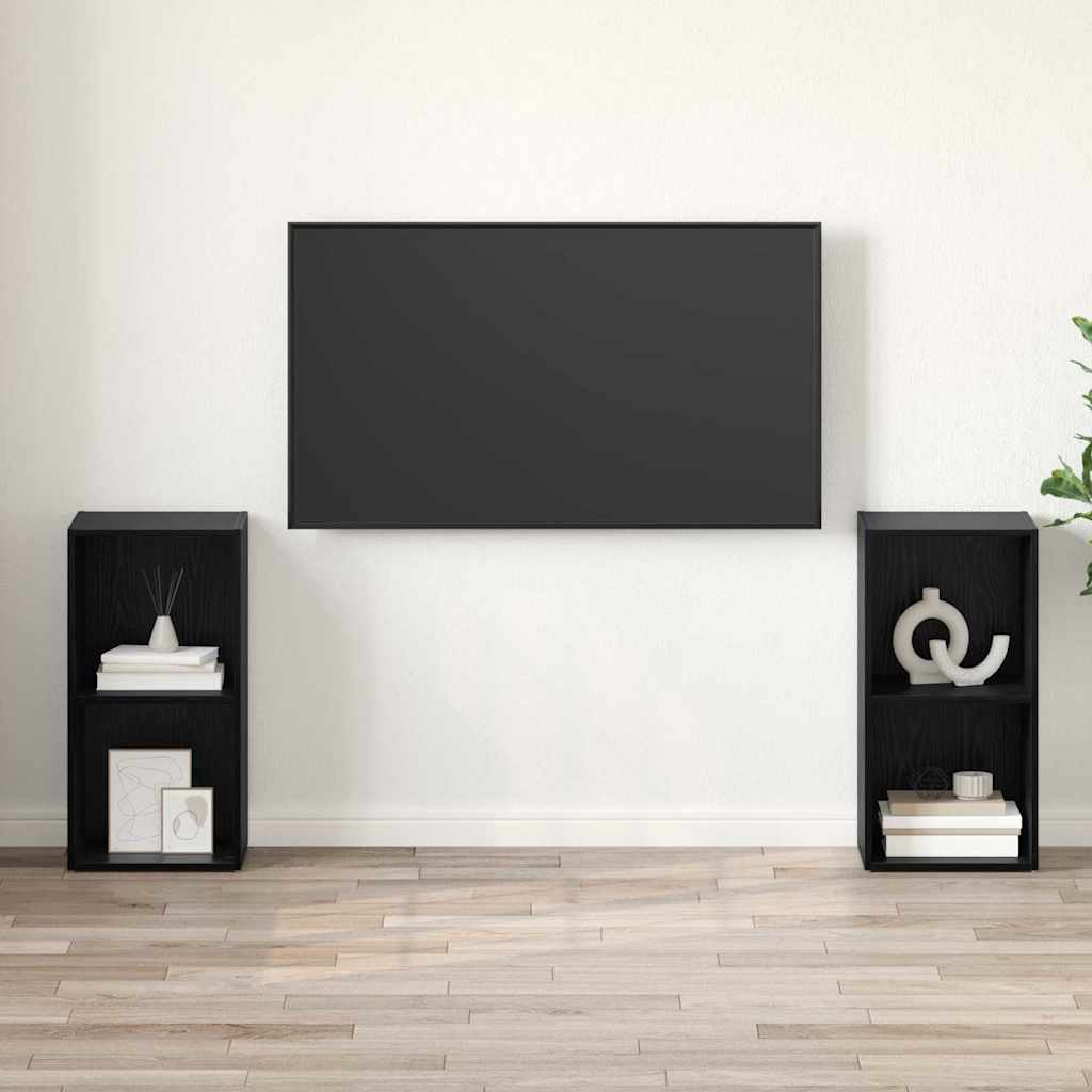 2 Piece TV Cabinet Set 72x35x36.5 cm Engineered Wood Black oak