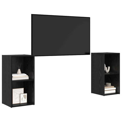 2 Piece TV Cabinet Set 72x35x36.5 cm Engineered Wood Black oak