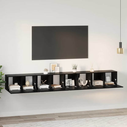 4 Piece TV Cabinet Set 60x30x30 cm Engineered Wood Black oak