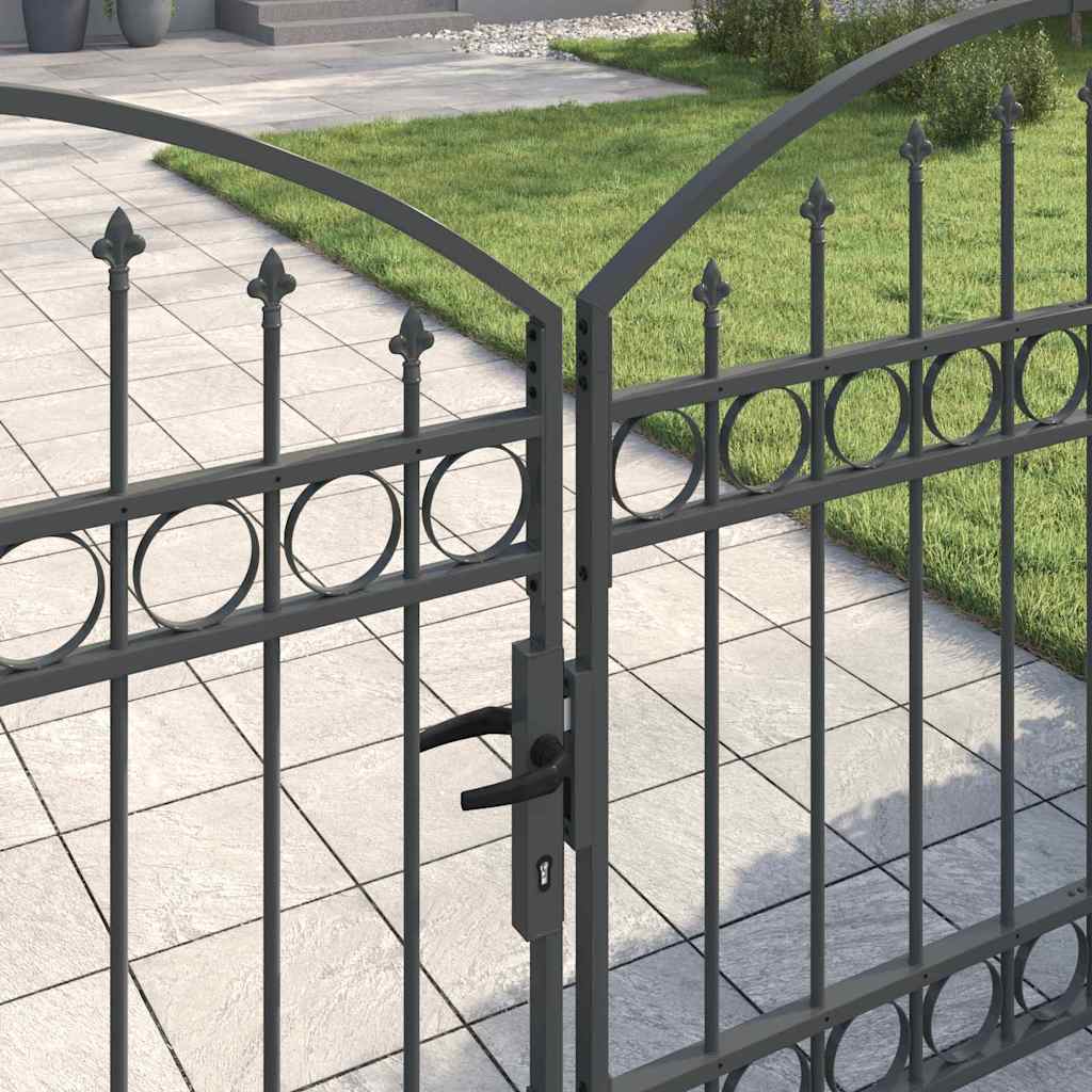 vidaXL Fence Gate ASSEN 301 x 175.5 cm Steel Grey Lockable 3