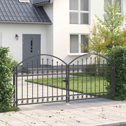 vidaXL Fence Gate ASSEN 301 x 175.5 cm Steel Grey Lockable 1
