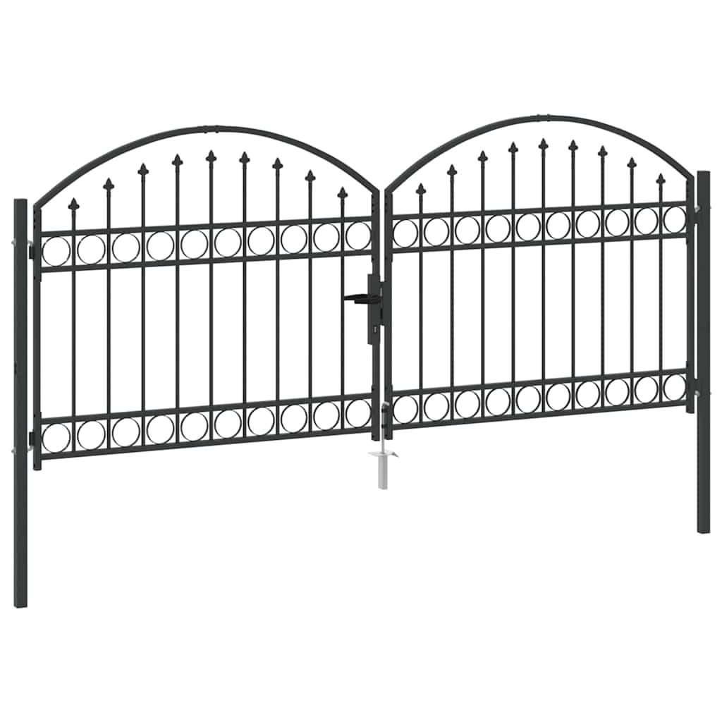 vidaXL Fence Gate ASSEN 301 x 175.5 cm Steel Grey Lockable 4