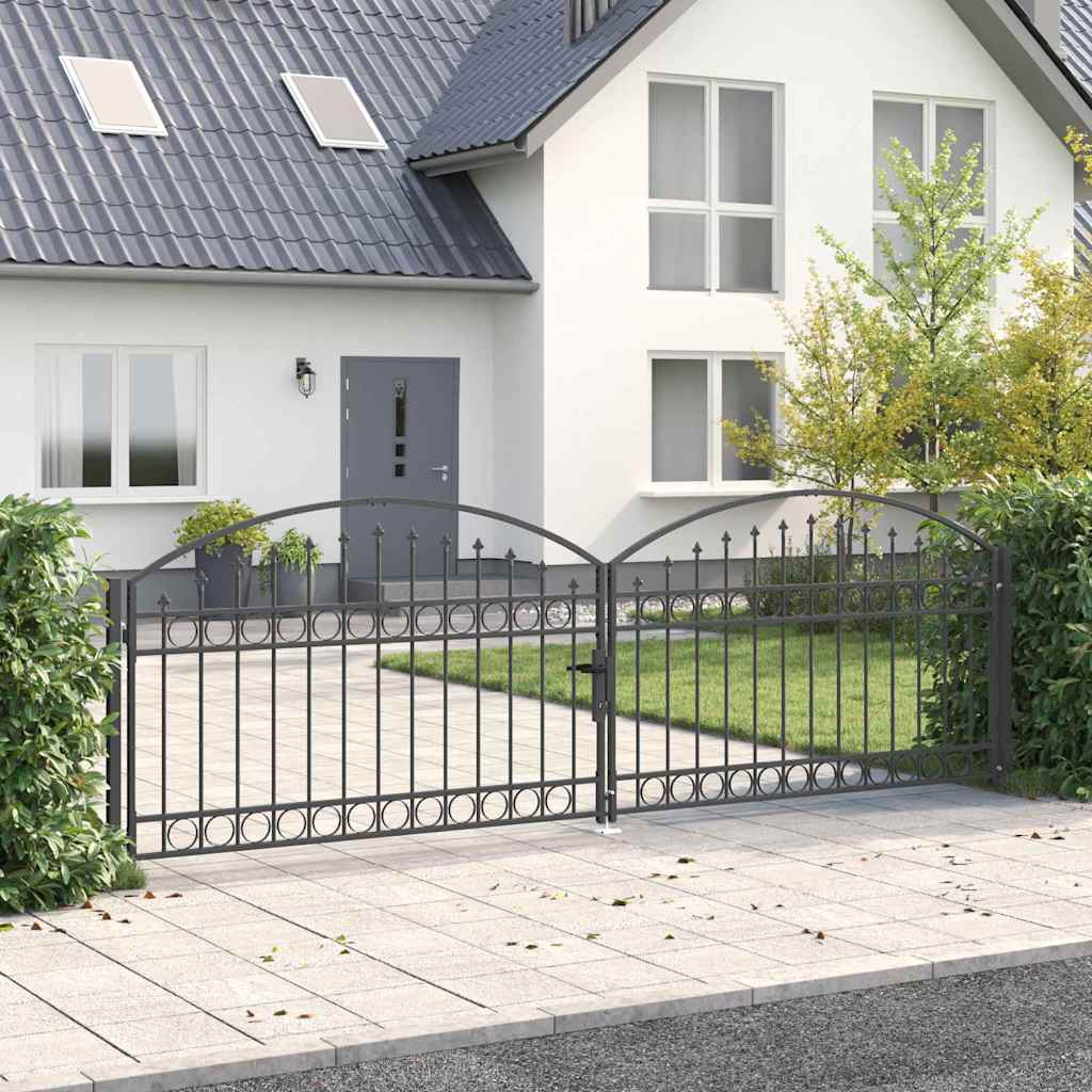 vidaXL Fence Gate ASSEN 401 x 175.5 cm Steel Grey Lockable 1