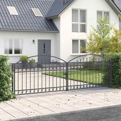 vidaXL Fence Gate ASSEN 401 x 175.5 cm Steel Grey Lockable 1