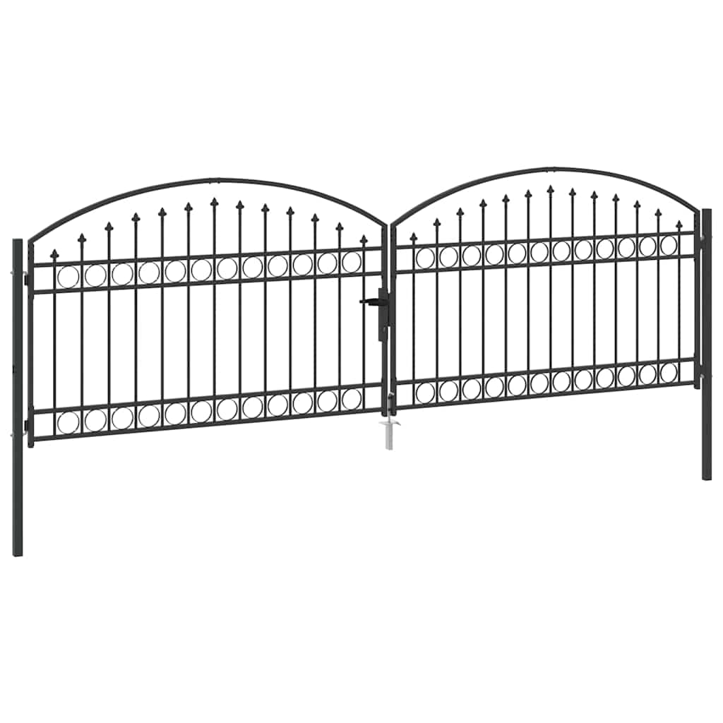 vidaXL Fence Gate ASSEN 401 x 175.5 cm Steel Grey Lockable 4
