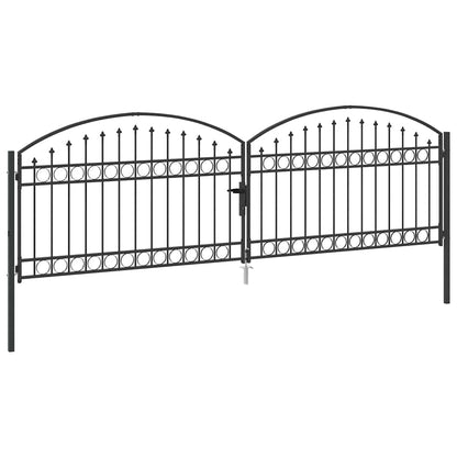 vidaXL Fence Gate ASSEN 401 x 175.5 cm Steel Grey Lockable 4