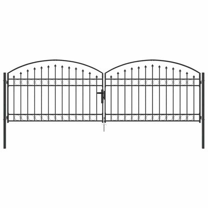 vidaXL Fence Gate ASSEN 401 x 175.5 cm Steel Grey Lockable 2
