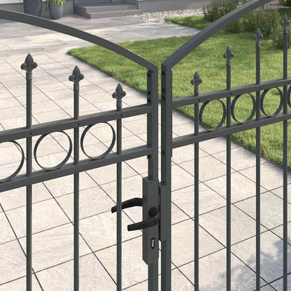 vidaXL Fence Gate ASSEN 401 x 200 cm Steel Grey Lockable 3