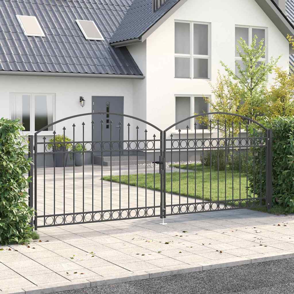 vidaXL Fence Gate ASSEN 401 x 200 cm Steel Grey Lockable 1