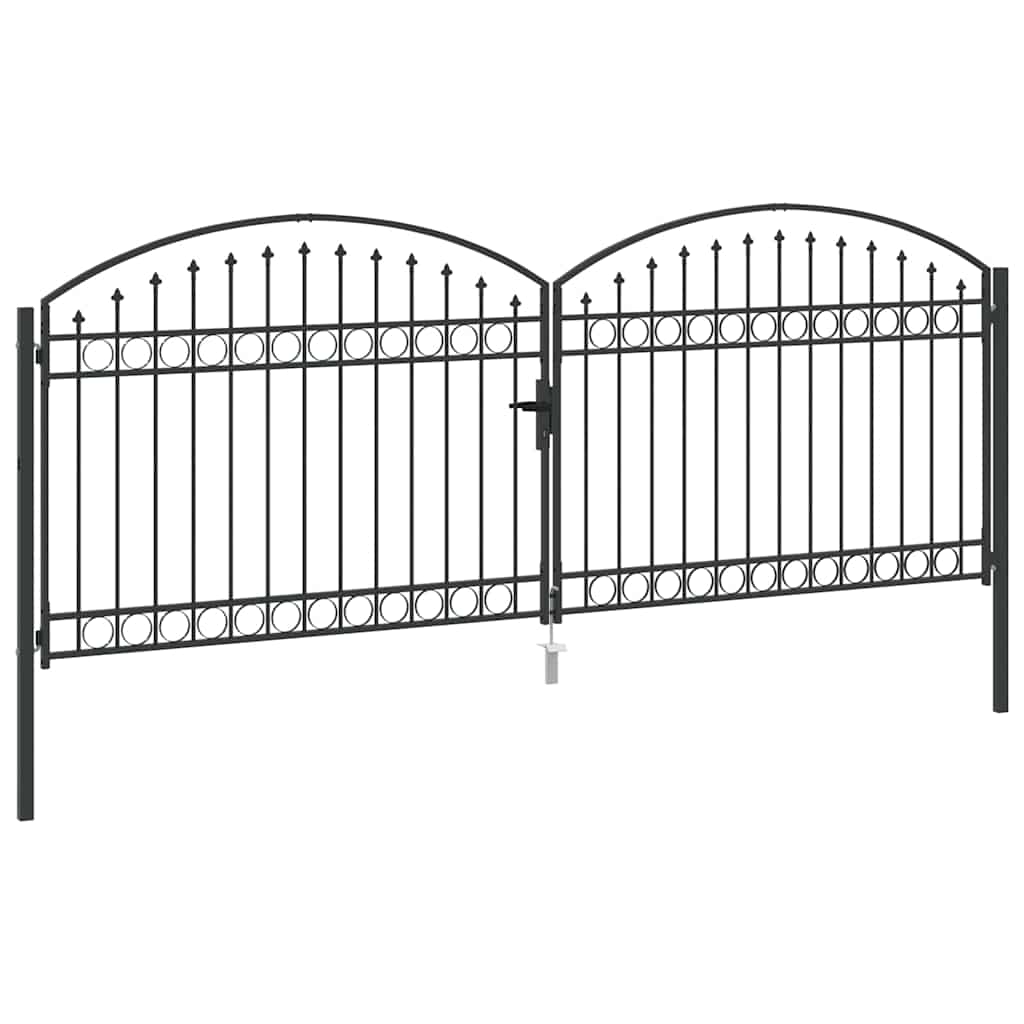 vidaXL Fence Gate ASSEN 401 x 200 cm Steel Grey Lockable 4