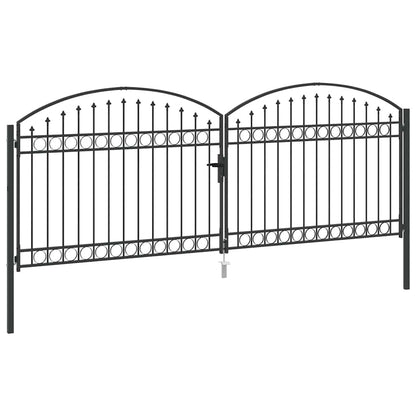 vidaXL Fence Gate ASSEN 401 x 200 cm Steel Grey Lockable 4