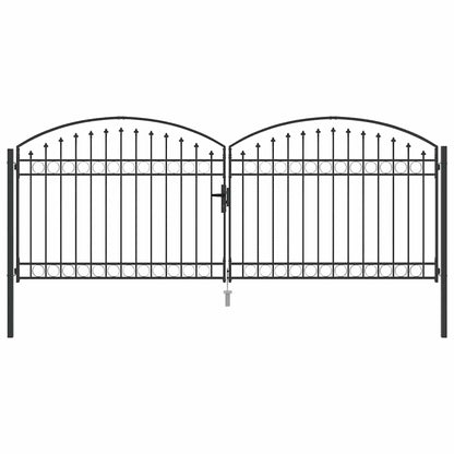 vidaXL Fence Gate ASSEN 401 x 200 cm Steel Grey Lockable 2