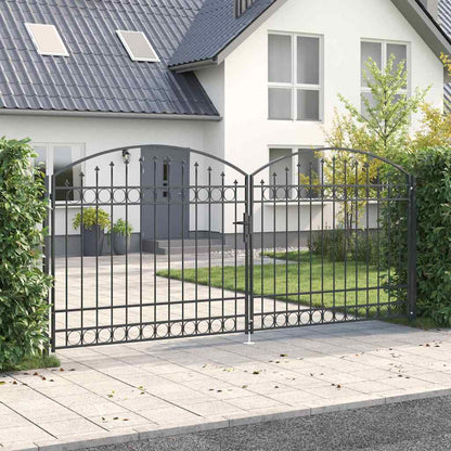 vidaXL Fence Gate ASSEN 401 x 224.5 cm Steel Grey Lockable 1