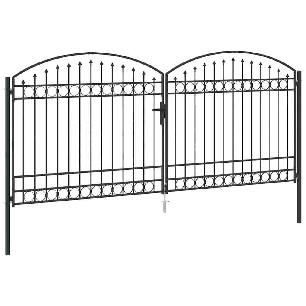 vidaXL Fence Gate ASSEN 401 x 224.5 cm Steel Grey Lockable 4