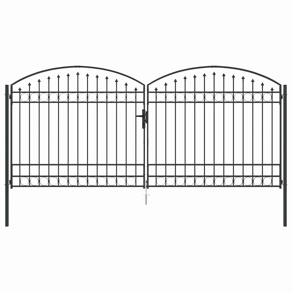 vidaXL Fence Gate ASSEN 401 x 224.5 cm Steel Grey Lockable 2