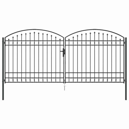 vidaXL Fence Gate ASSEN 401 x 224.5 cm Steel Grey Lockable 2