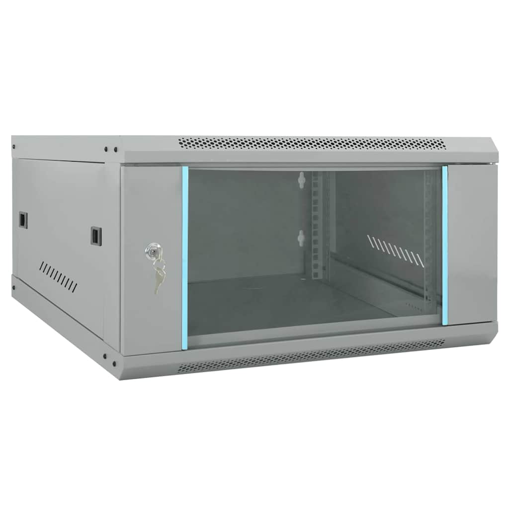 Network Cabinet with Storage Steel Grey 60 cm 35 cm 60 cm