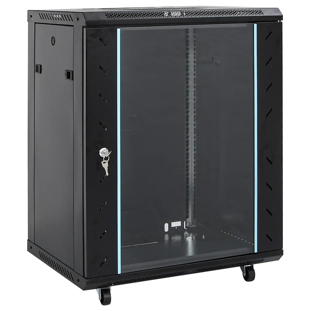 vidaXL 18U Network Cabinet with Swivel Feet 19 IP20 Black