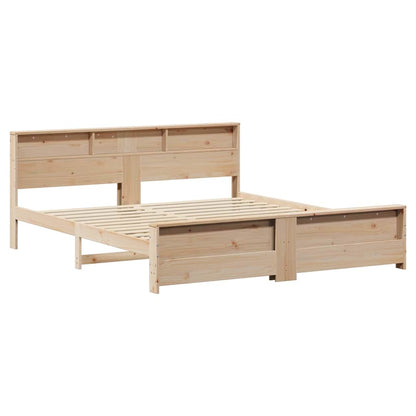 vidaXL Bed Frame with Shelf Brown 200 x 200 cm Solid Pine Wood 4