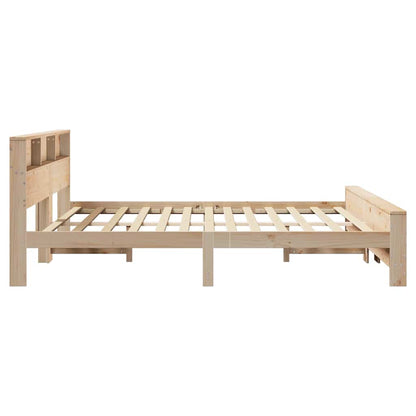vidaXL Bed Frame with Shelf Brown 200 x 200 cm Solid Pine Wood 6