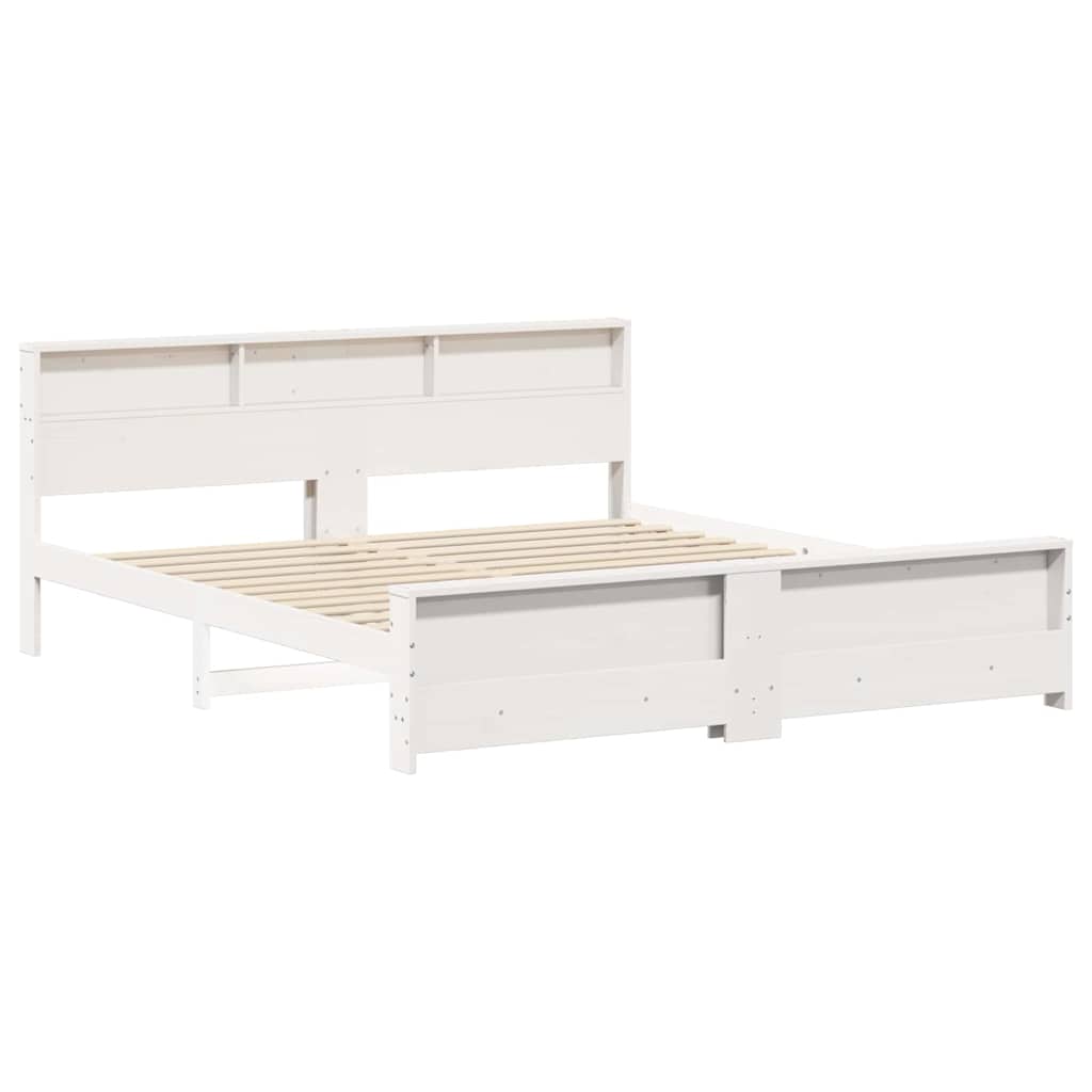 vidaXL Bed Frame with Shelf White 180 x 200 cm Solid Pine Wood 4